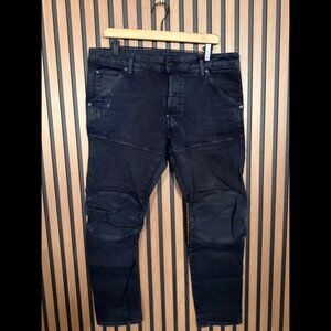 G-Star Raw Jeans 34 x 30 Mens Blue 5620 3D Tapered Restored Denim Rigid
